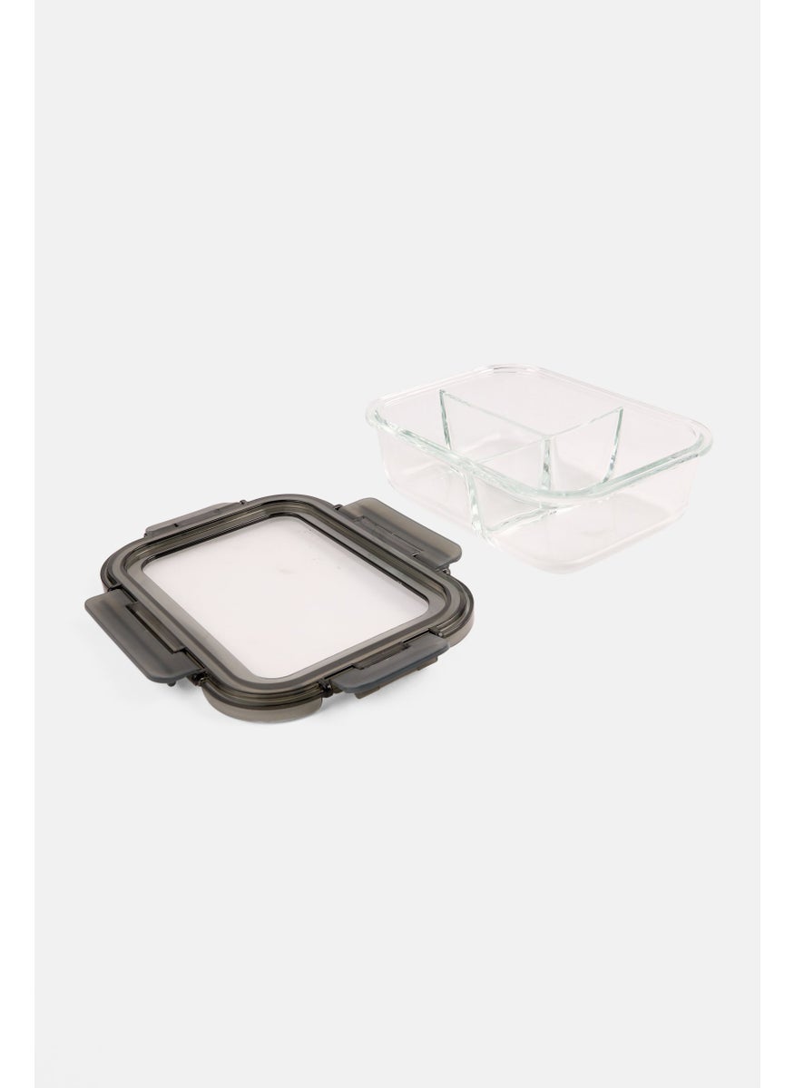 Just Cook Three Compartment Glass Container With Expandable Silicone Lid, Grey  - Image 3