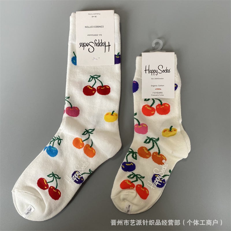 Parent-Child Socks Happysocks  Parent-Child Socks Mother'S Children'S Same Socks Male And Female Baby'S Mid-Tube Socks - Image 4
