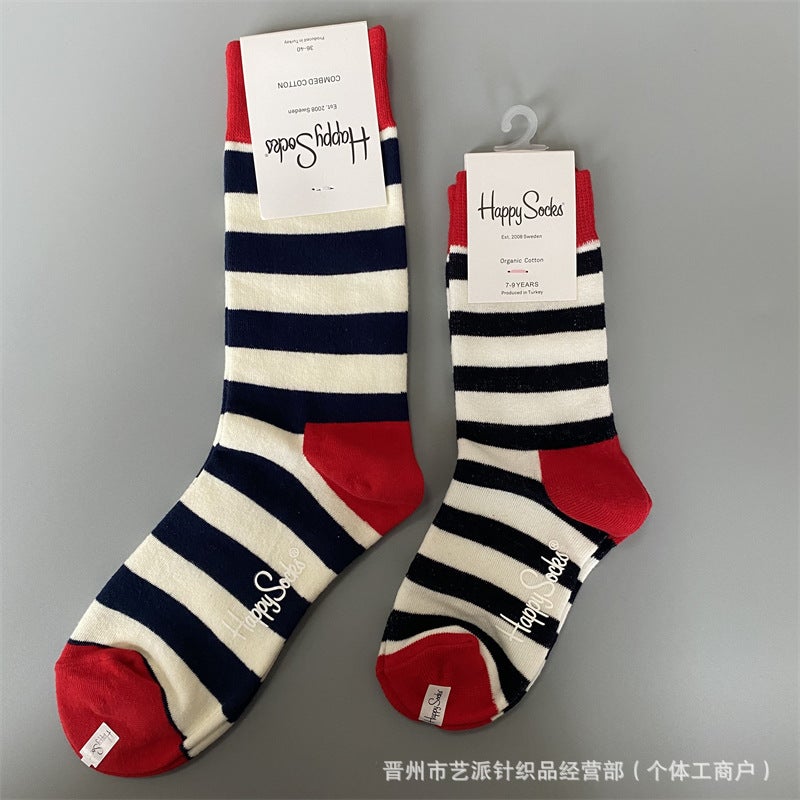 Parent-Child Socks Happysocks  Parent-Child Socks Mother'S Children'S Same Socks Male And Female Baby'S Mid-Tube Socks - Image 5