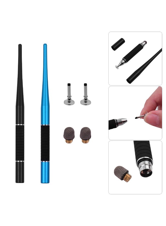 NIBEMINENT 2-In-1 Capacitive Stylus Pen With Fiber Tip And Disc Black/Blue - Image 2