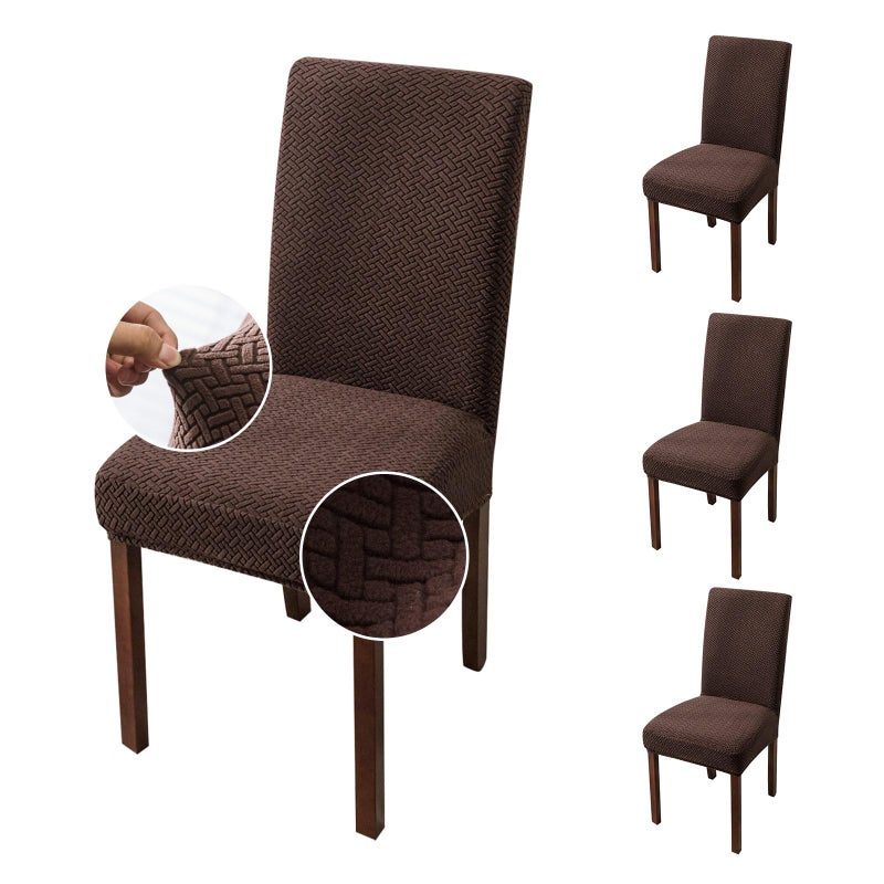 Genina Chair Covers for Dining Room Set of 4 Dining Chair Cover Stretch Kitchen Parsons Chair CoversChocolate