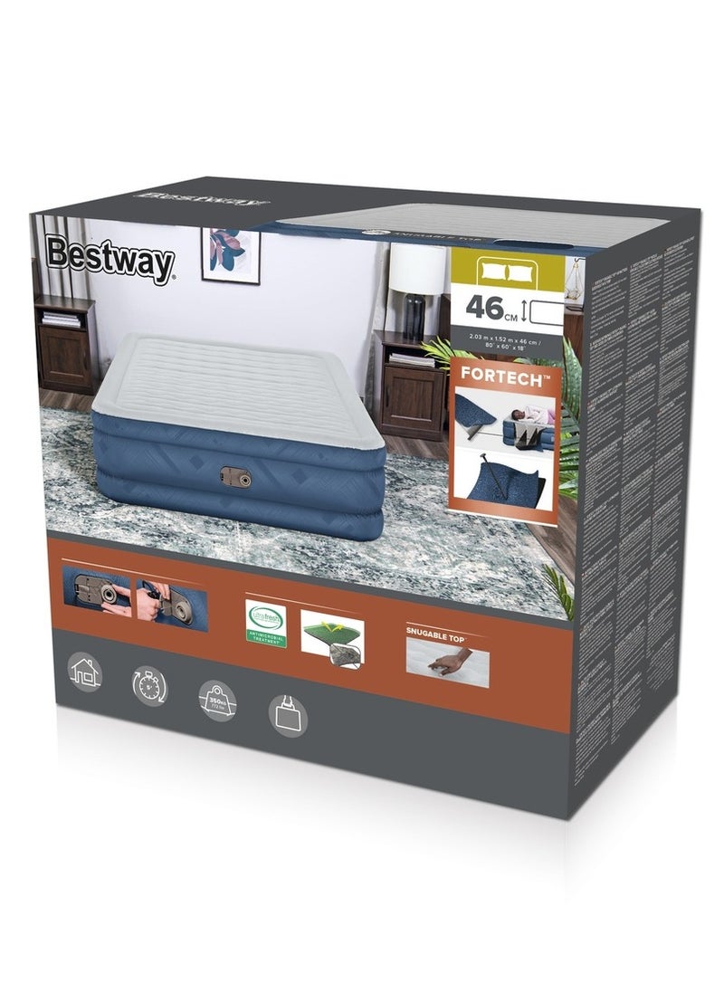 Bestway - Bestway - Fortech Snugable Top Air Mattress Queen with Built-in AC Pump and Antimicrobial Coating 203x152x46 cm - 69075 - Image 1