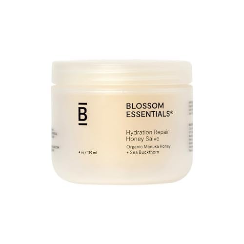 Blossom Essentials Honey Salve, Hydration Repair For Dry & Itchy Skin - Eczema & Psoriasis Relief for Sensitive Skin - Organic Manuka Honey - 4-Ounces (Formerly Honeybutter)