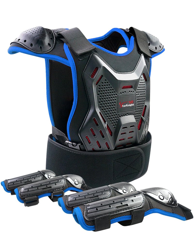 StarknightMT Kids Dirt Bike Gear  Youth Motorcycle Gear Riding Protective Motocross Armor Suit Chest Protector for Boys Girls Biking Cycling Skating OffRoad Blue