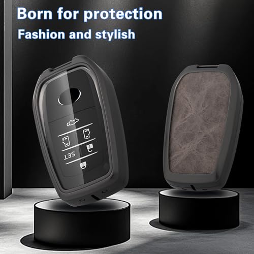 Qunzes Key Fob Cover with Heavy-duty Keychain for Toyota Camry Sienna Venza Hilux Fortuner Highlander Corolla Prius (Gray) - Image 4