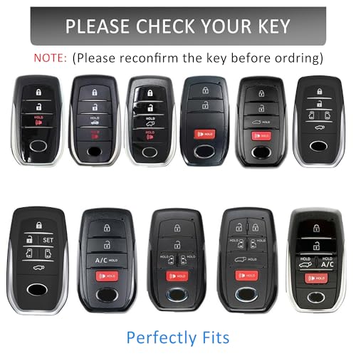 Qunzes Key Fob Cover with Heavy-duty Keychain for Toyota Camry Sienna Venza Hilux Fortuner Highlander Corolla Prius (Gray) - Image 2