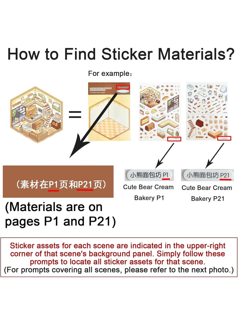 20 Sets DIY 3D Sticker Scene Collection Book for Kids Adults Cute Make Your Own Shop House Stickers for Gifts Stickers Therapy for Adult Relief Stress Pass The Time Play Park Hamburg Castle Library - Image 5