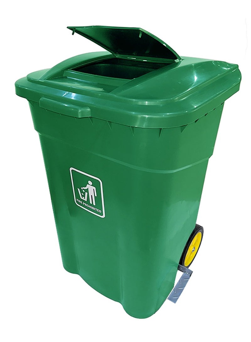 AKC AKC Plastic Trash Bin 240 Liters Capacity Sturdy & Stylish with Pedal and Wheels Green