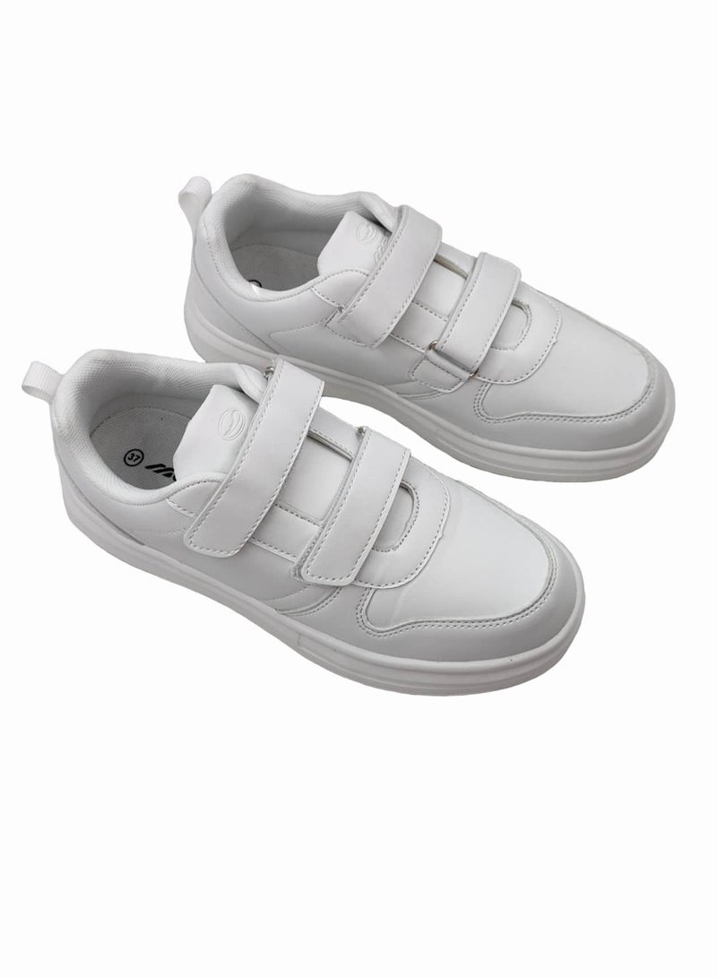 MENG Low-Top White School Uniform Shoes for Little/Big Kids - Image 3