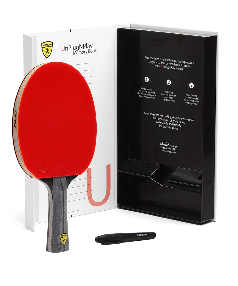 Killerspin JET600 Spin N2 Ping Pong Racket – Advanced Table Tennis Racket| 5 Layer Wood Blade, Nitrx-4Z Rubbers, Flare Handle| Competition Ping Pong Racket| Memory Book Gift Box Storage Case - Image 4