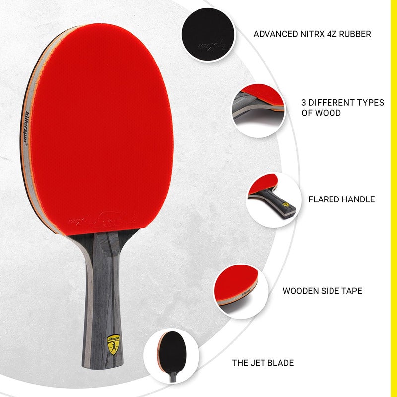 Killerspin JET600 Spin N2 Ping Pong Racket – Advanced Table Tennis Racket| 5 Layer Wood Blade, Nitrx-4Z Rubbers, Flare Handle| Competition Ping Pong Racket| Memory Book Gift Box Storage Case - Image 3