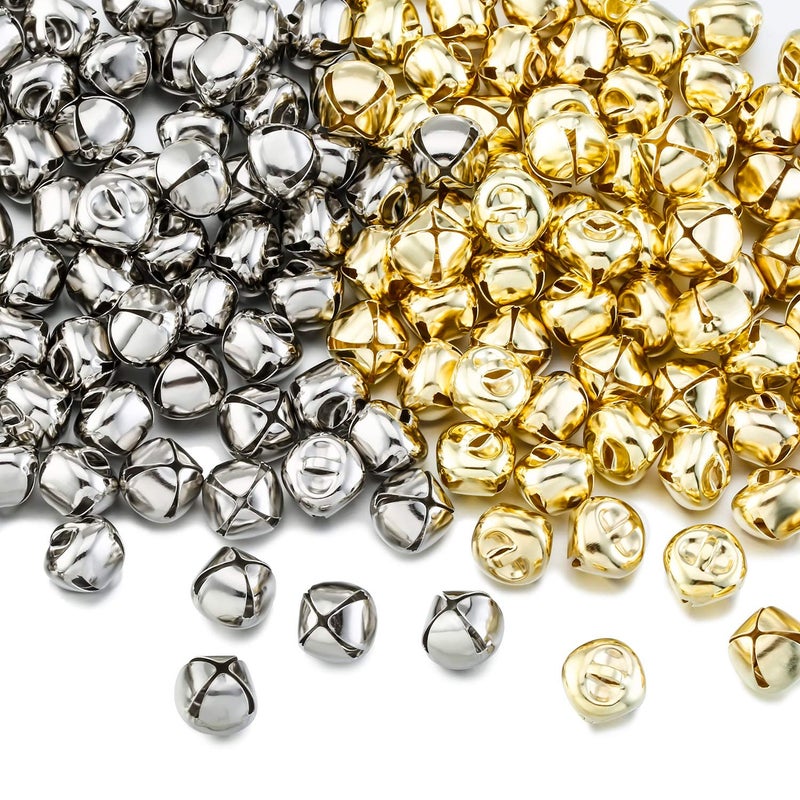 Zhanmai Jingle Bells for Craft 300 Pieces Bulk DIY Christmas Bells for Decoration Home Decoration SilverGold 05 Inch