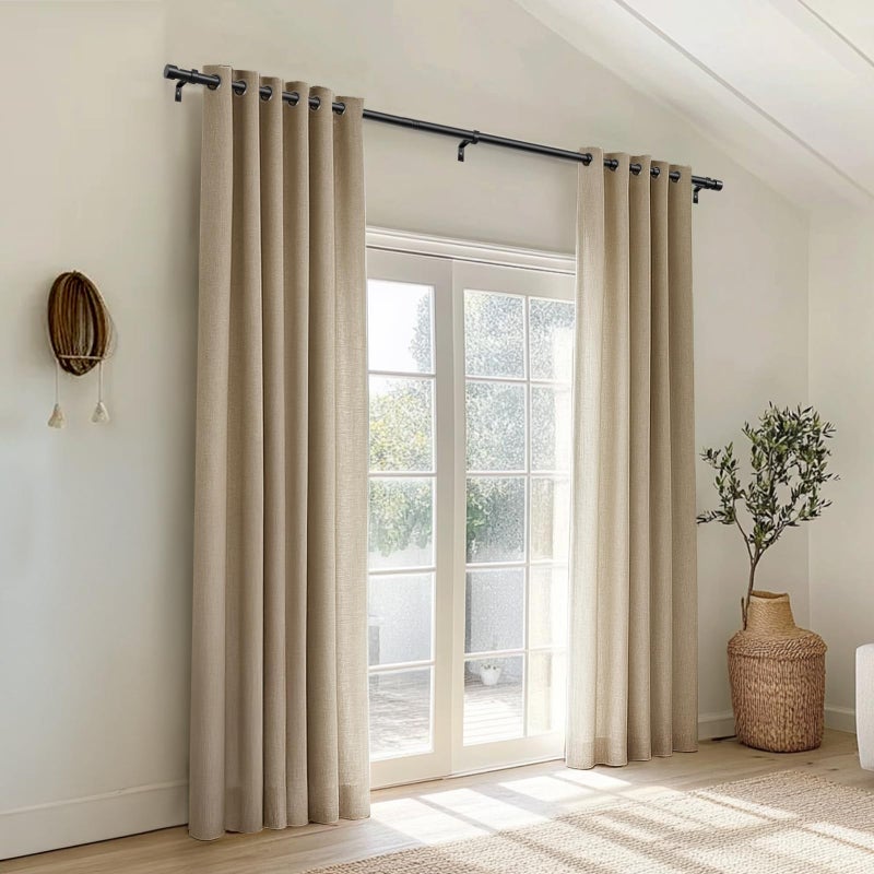 Zeerobee Curtain Rods for Windows 66 to 120, Black Curtain Rod, Adjustable 1 Inch Heavy Duty Outdoor/Indoor Modern Drapery Pole, 32"-120" - Image 2