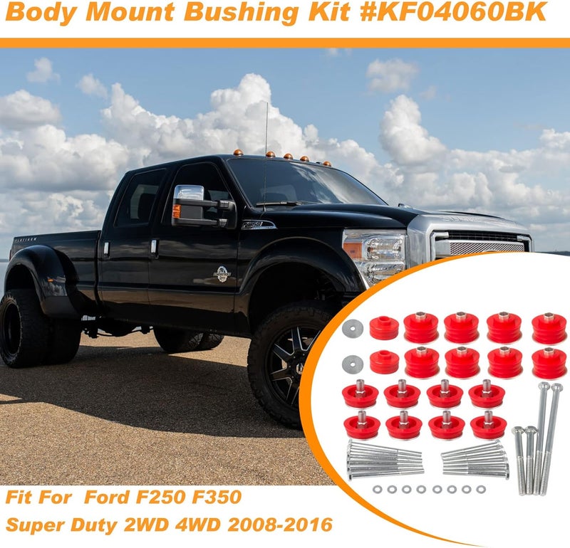 Iker Body Mount Bushing Kit KF04060BK for Ford F250 F350 2008-2016 Super Duty 2WD 4WD - Polyurethane & Steel - Image 4
