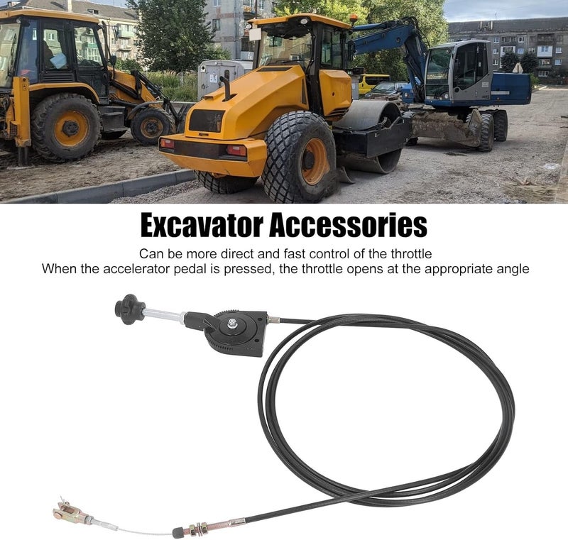 Throttle Cable, Manual Cable with Sturdy PU Sheath, Stainless Steel Connectors, for Excavators and Mixers - Image 2