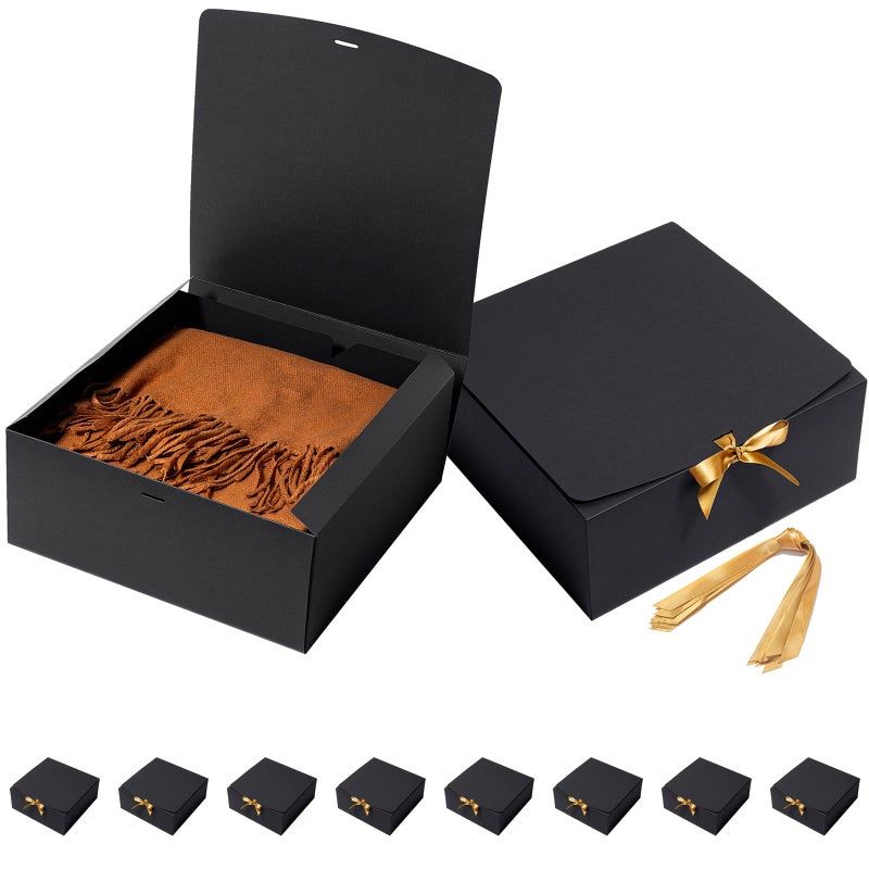 Mcfleet Black Gift Boxes with Lids 12x12x5 Inches 10 Pack Groomsmen Proposal Boxes Cardboard Gift Box for Presents, Craft Boxes for Christmas, Wedding, Graduation, Holiday, Birthday Gift Packaging - Image 1