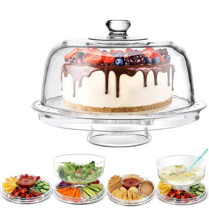Sakar Sales 3 in 1 Acrylic Cake Stand with Dome Cover Serving Platter and Bowl for Addreass Your Home Party and Small Function (6 Use) - Image 5