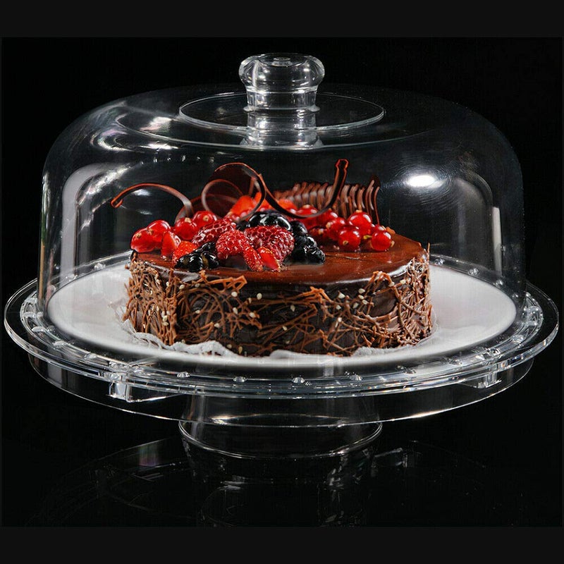 Sakar Sales 3 in 1 Acrylic Cake Stand with Dome Cover Serving Platter and Bowl for Addreass Your Home Party and Small Function (6 Use) - Image 1