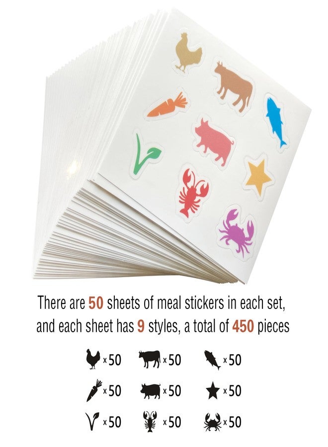 LEMBANG 50 Sheets（450 pcs） Meal Choice Stickers,Meal Selection Stickers for Place Cards,Chicken/Beef/Fish/Etc. (Colorful) - Image 3