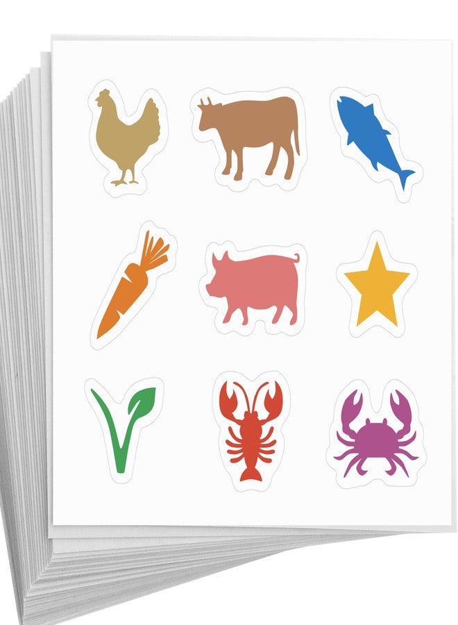 LEMBANG 50 Sheets（450 pcs） Meal Choice Stickers,Meal Selection Stickers for Place Cards,Chicken/Beef/Fish/Etc. (Colorful) - Image 1