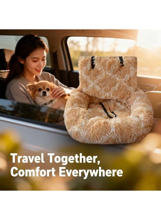 Luxurious Car Bed Travel Safety Kit Ultra Soft Calming Pet Bed For Small Medium Dogs Cats Coffee 23 6x27 5in - Image 4