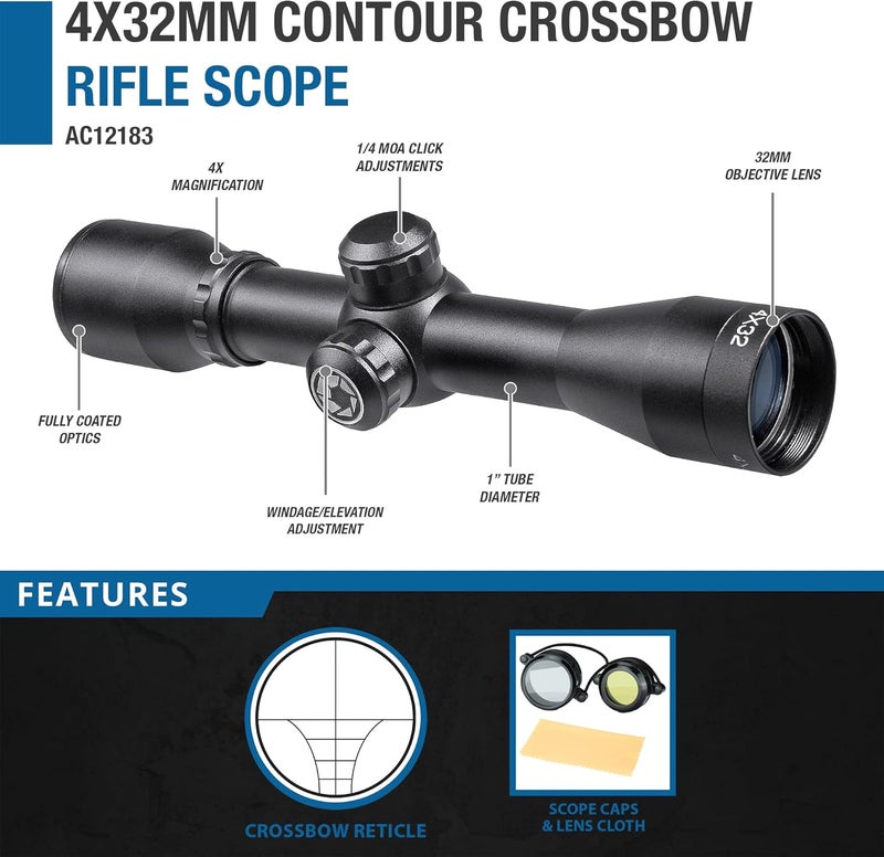 BARSKA AC12183 4x32 Compact Contour Crossbow Scope – Lightweight, Durable, and Long Eye Relief for Comfortable Shooting - Image 4