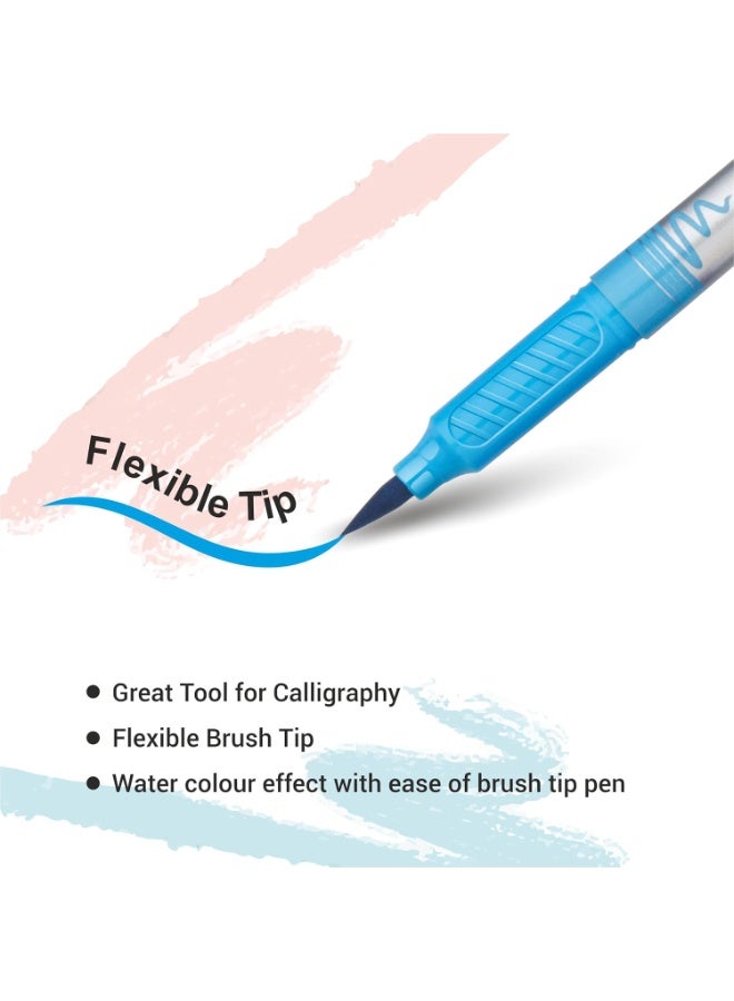 فلير قلم FLAIR Creative Brush Pen برأس مرن | تأثير الألوان المائية وكتابة خالية من التلطخ | غير سام وآمن للأطفال | أداة رائعة للكتابة والخط | مجموعة من ١٢ لونًا زاهيًا - Image 4