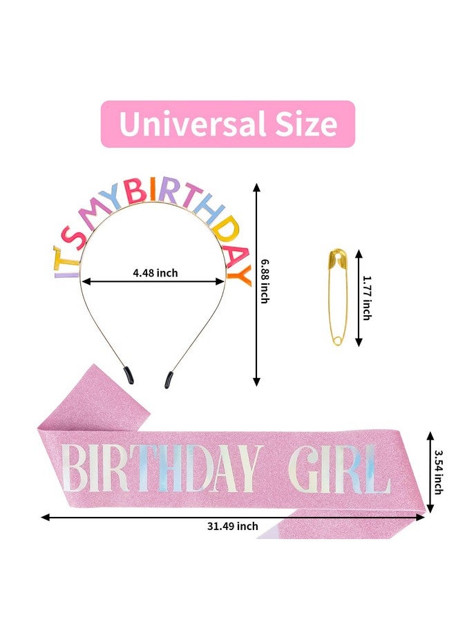AMCAMI Happy Birthday Headpiece With Sash And Hat - Rainbow Gift Accessory For Girls, Kids And Women - Image 1