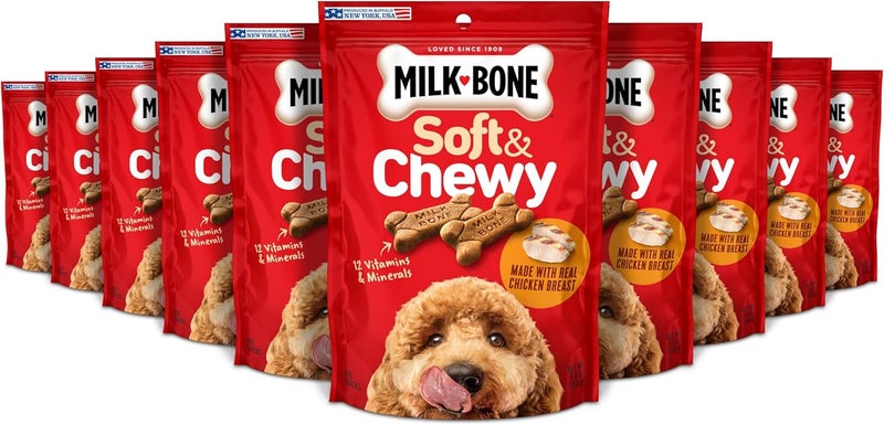 Milk-Bone Soft & Chewy Chicken Recipe Dog Treats - 5.6-Ounce Pouches (Pack of 10) - Image 1