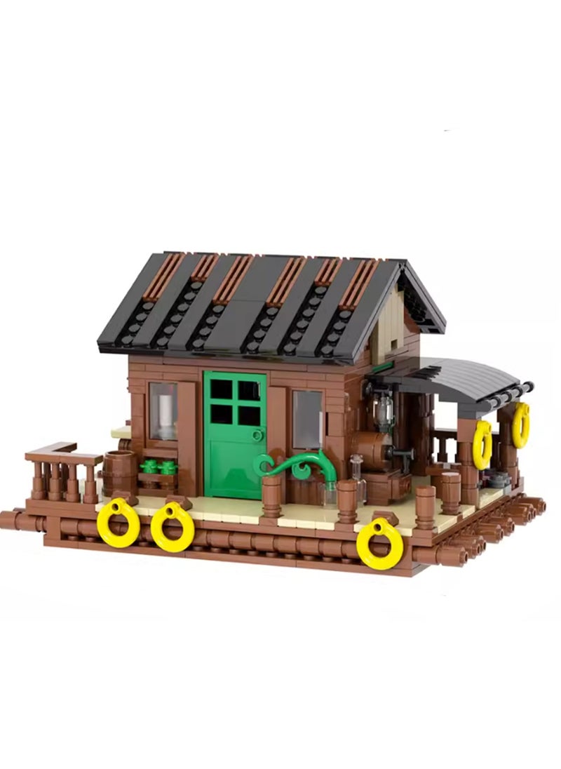 Creative Children's City Family Series Small Particle Puzzle Building Block Toys(Fisherman's Hut 732 PCS)  - Image 1