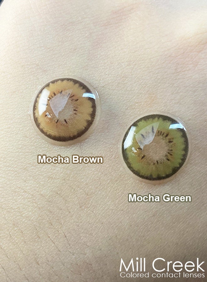 Mill Creek Color Contact Lenses 14.2mm Diameter High Quality Materials from HAMA+NVP 12 Months of Service Life Two Piece Set for One Pair Brown Glasses Mocha Green - Image 4