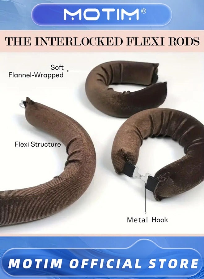 موتيم 4 قطع قضبان الانفجار بين عشية وضحاها تجعيد الشعر بدون حرارة ، قضيب تجعيد عديم الحرارة لجميع أنواع الشعر (بني ، مقاس واحد) - Image 2