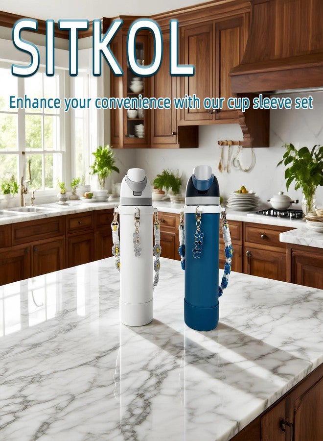 SITKOL Silicone Boot Set for Owala Water Bottle 24 oz - Includes Water Bottle Handle Strap - Perfect Owala Accessories, Fits Owala Tumbler, Owala Free Sip, for Blue owala (Denim) - Image 5