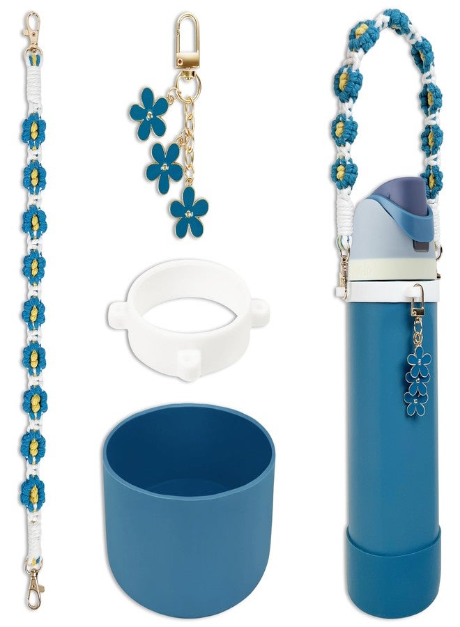 SITKOL Silicone Boot Set for Owala Water Bottle 24 oz - Includes Water Bottle Handle Strap - Perfect Owala Accessories, Fits Owala Tumbler, Owala Free Sip, for Blue owala (Denim) - Image 1