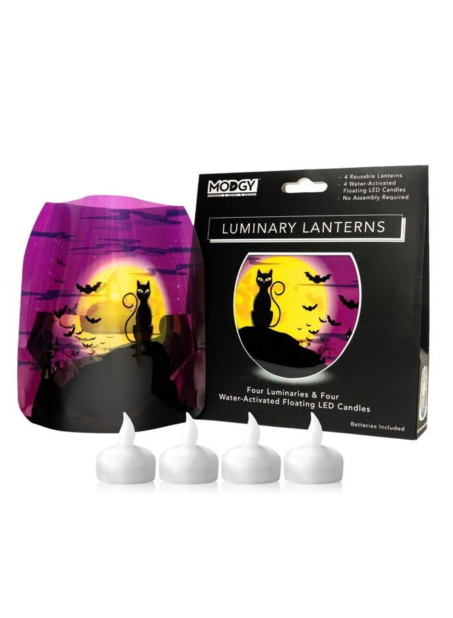 MODGY Luminary Lanterns 4-Pack - Floating LED Candles with Batteries Included - Luminaries are Great for Weddings, Parties, Patios & Celebrations of All Kinds (Salem) - Image 1