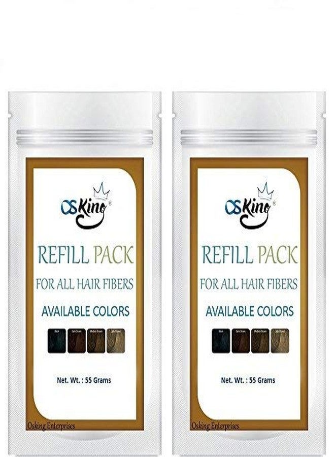 Osking Refill Pack Hair Building Fiber,Pack of 2, 110 Grams (Hair Loss Concealer) (Black) - Image 1