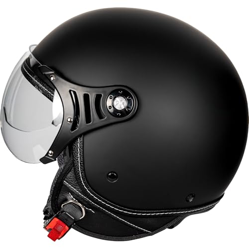 Yesmotor 3/4 Motorcycle Helmets Retro Open Face Scooters Helmet with Clear Visor for Men and Women- DOT Approved（Matte Black,2XL） - Image 2