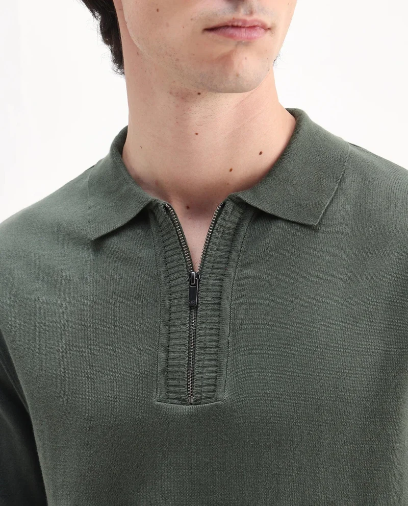 Rare Rabbit Men's Flat Knit Regular Fit Polo