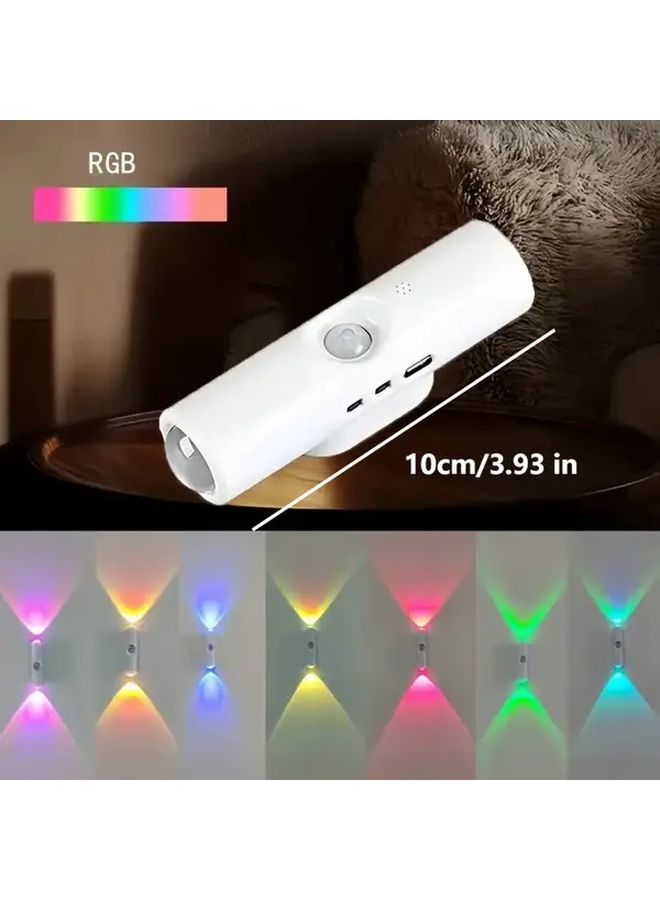 RGB Smart Motion Sensor LED Night Light Dual Head Cat Eye Wall Lamp USB Rechargeable Magnetic Installation Bedside Night Light With Adjustable Brightness Suitable For Stairs Bedroom Living Room Hallway Indoor Motion Sensor Light - Image 3