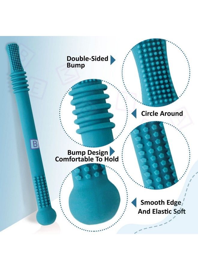 BEMBIKA Baby Teether Toys Teething Hollow Tubes Baby Teether Silicone Baby Teether Keys Baby Teether Toothbrush (Blue Color). - Image 3