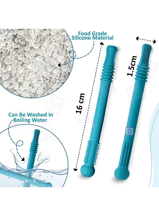 BEMBIKA Baby Teether Toys Teething Hollow Tubes Baby Teether Silicone Baby Teether Keys Baby Teether Toothbrush (Blue Color). - Image 4