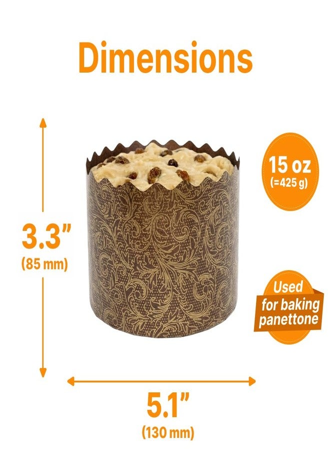 BIOL 15 oz Paska Mold Easter Bread Forms 12 Pack - Large Easter Bread Paper Mold Panettone Paper Kulich Paska Brown Design - Image 3