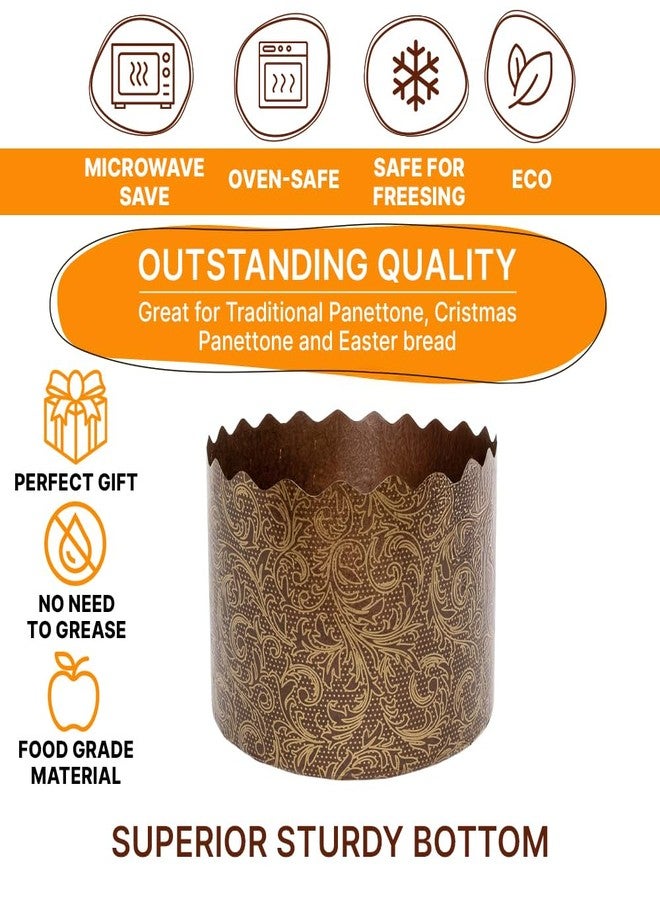 BIOL 15 oz Paska Mold Easter Bread Forms 12 Pack - Large Easter Bread Paper Mold Panettone Paper Kulich Paska Brown Design - Image 4
