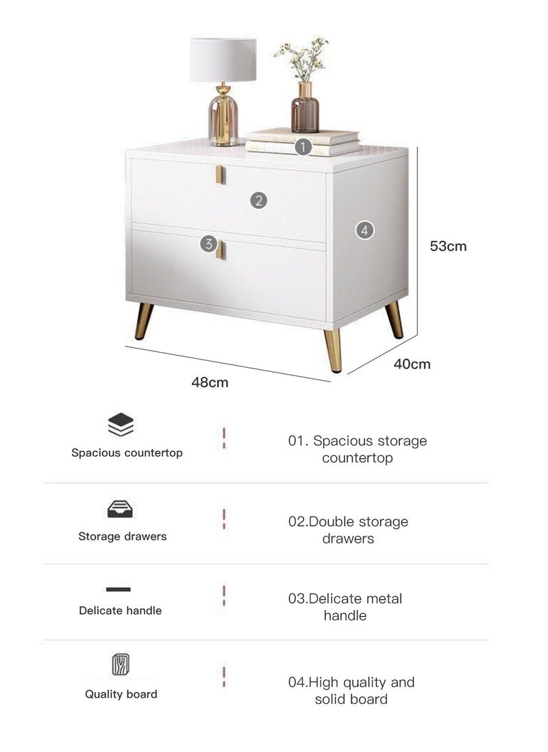Sharpdo - Sharpdo European-style Light Luxury Bedside Table with Drawers 48*40*53cm - Image 1