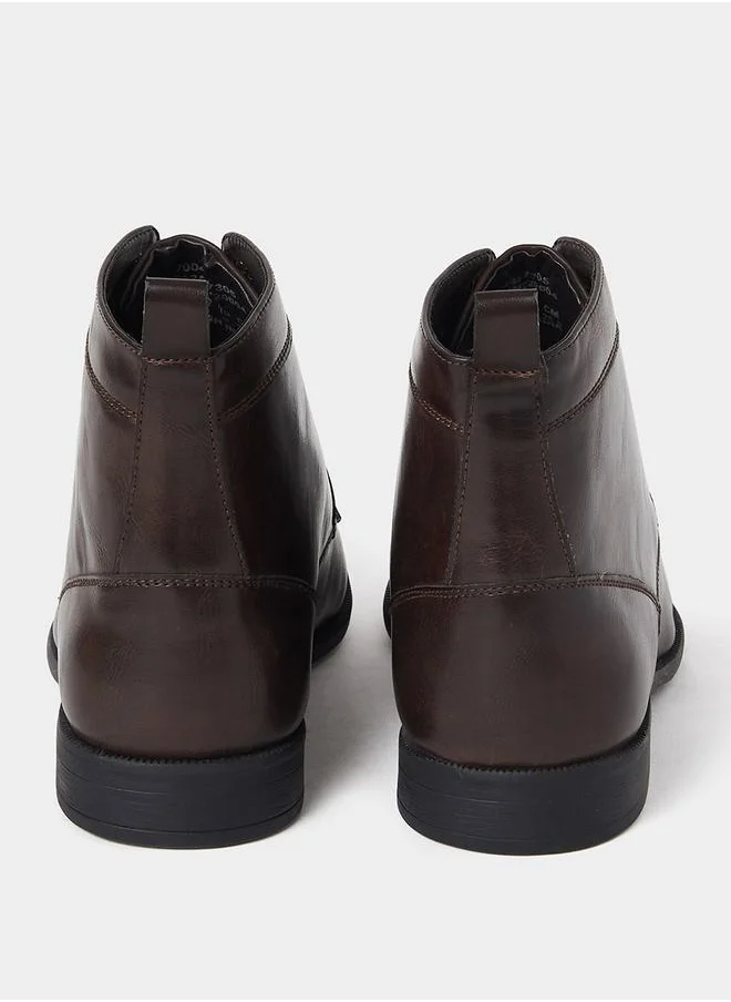 Styli High Ankle Faux Leather Boots