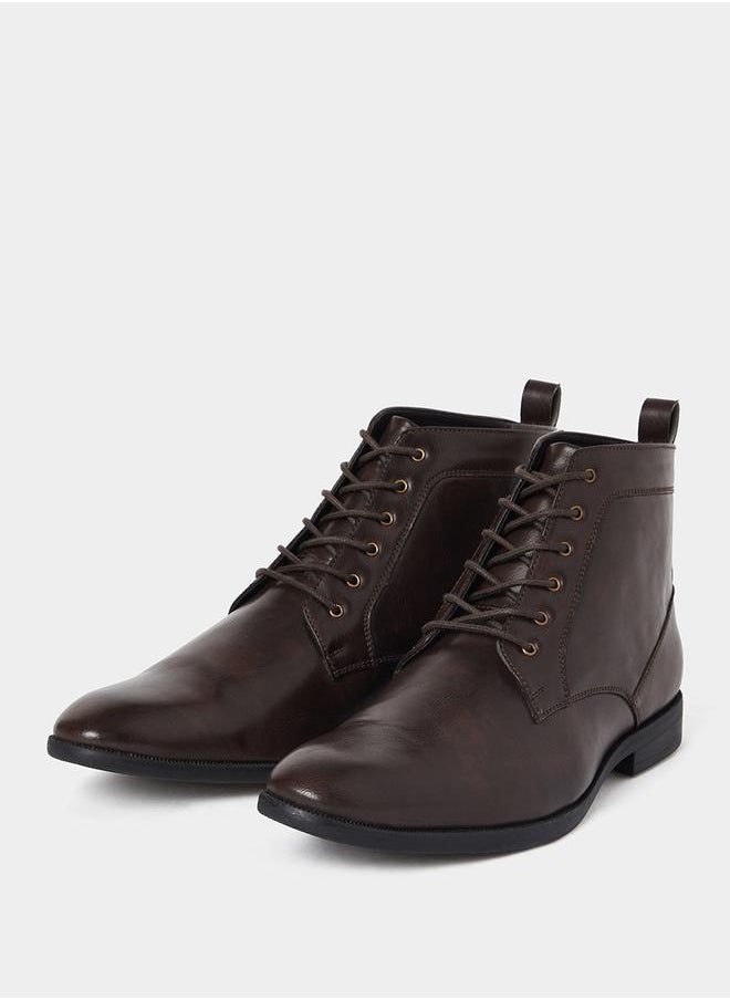 Styli High Ankle Faux Leather Boots  - Image 2
