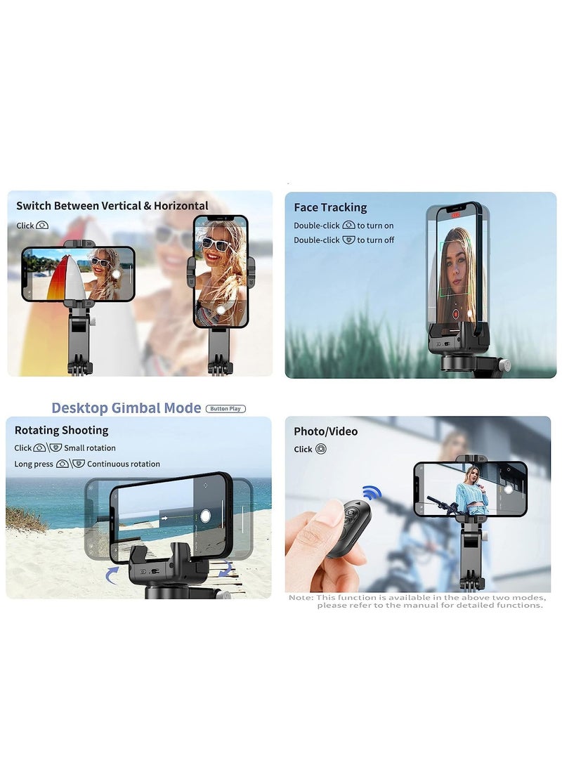 ELTRAZONE - Q18 DESKTOP TRIPOD GIMBAL STABILIZER 360 ROTATING LIGHT HANDHELD OR PORTABLE WIRELESS REMOTE-CONTROL SMART TRACKING compatible with iPhone and Android Fill Light Auto Tracking Tripod Gimbal Stabilize - Image 1