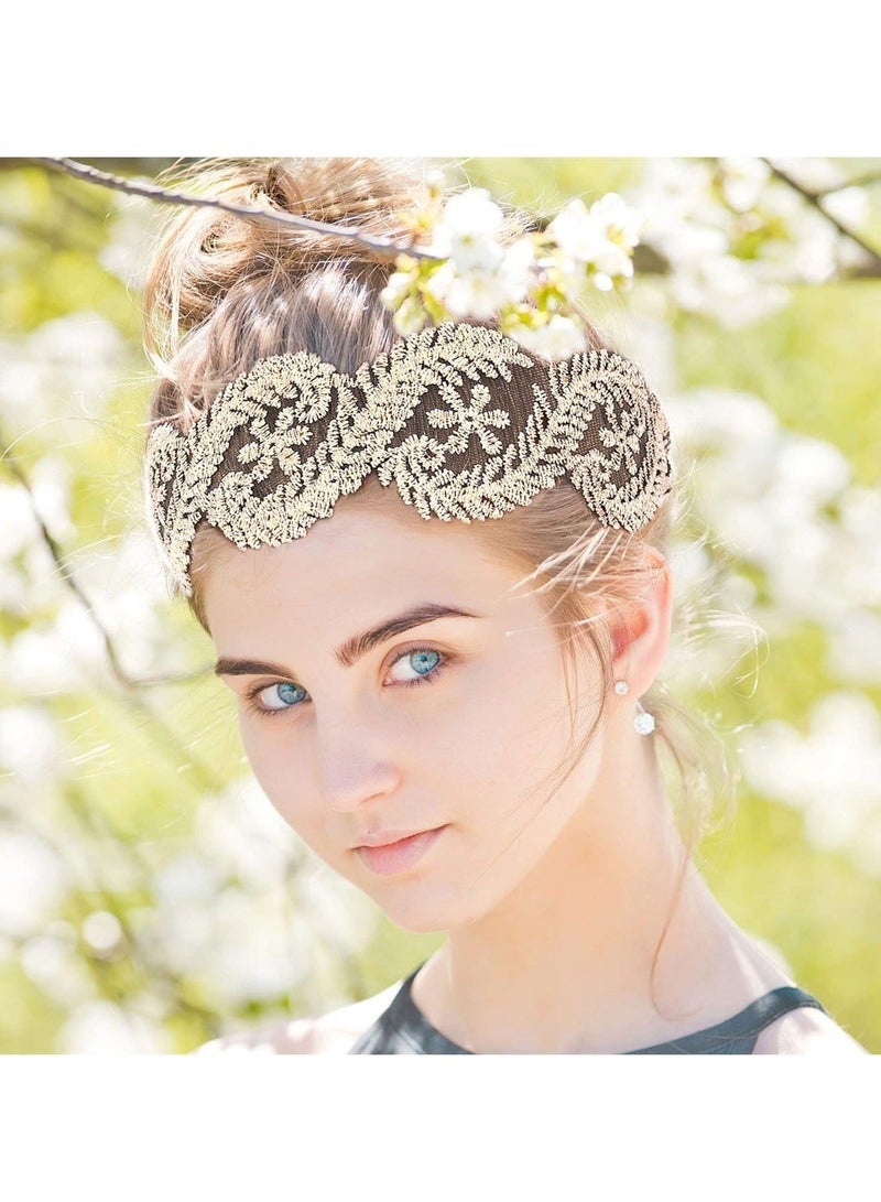 إسكدنيا Lace Headbands 7 Pieces Elegant Wide Decoration Headwrap Yoga Sweatband Hair Accessories Vintage Headgear for Women Girls - Image 3
