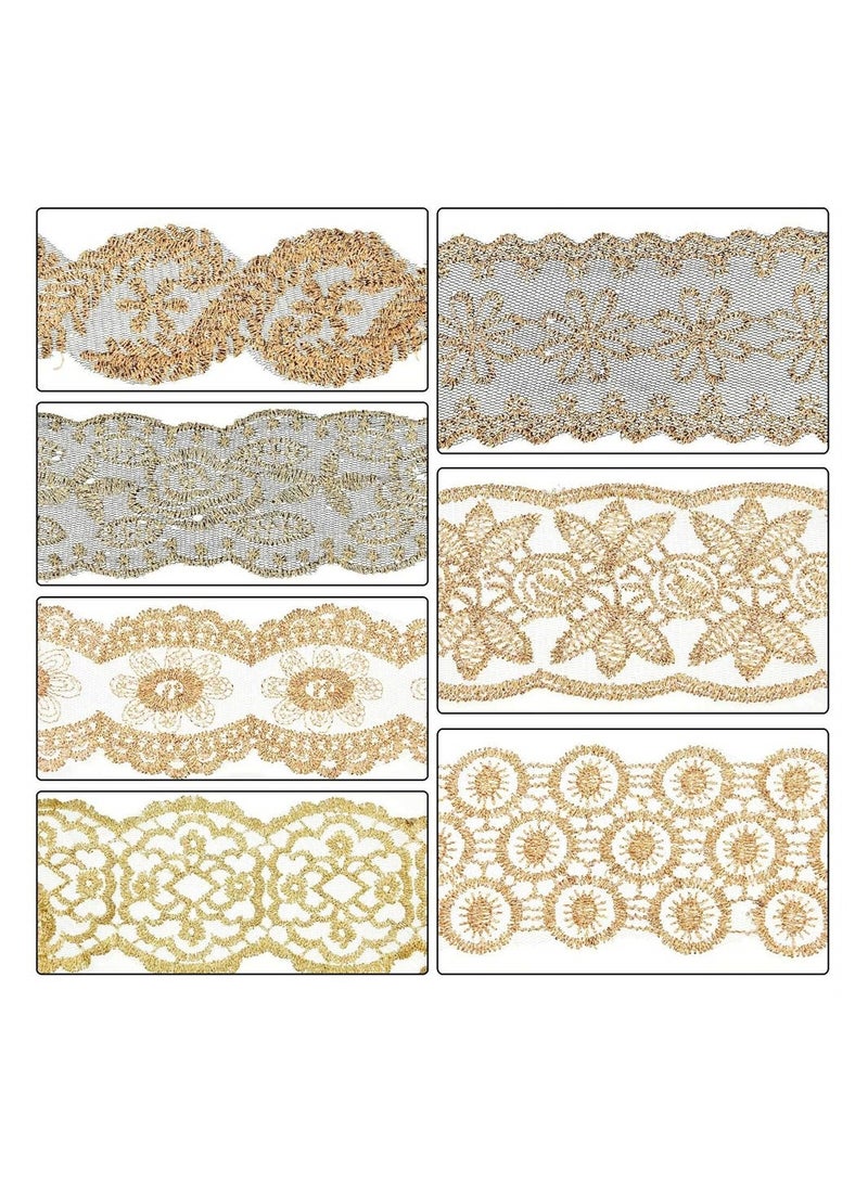 إسكدنيا Lace Headbands 7 Pieces Elegant Wide Decoration Headwrap Yoga Sweatband Hair Accessories Vintage Headgear for Women Girls - Image 4