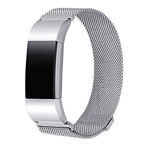 Segolike for Fitbit Charge 2 Wrist Strap, Stainless Steel Metal Mesh Writband Watchband with Unique Magnet Clasp - Silver - Image 3